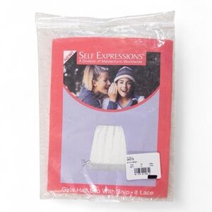 Vintage 90’s Self Expressions Girls Half Slip Skirt White Size L Snip It Lace